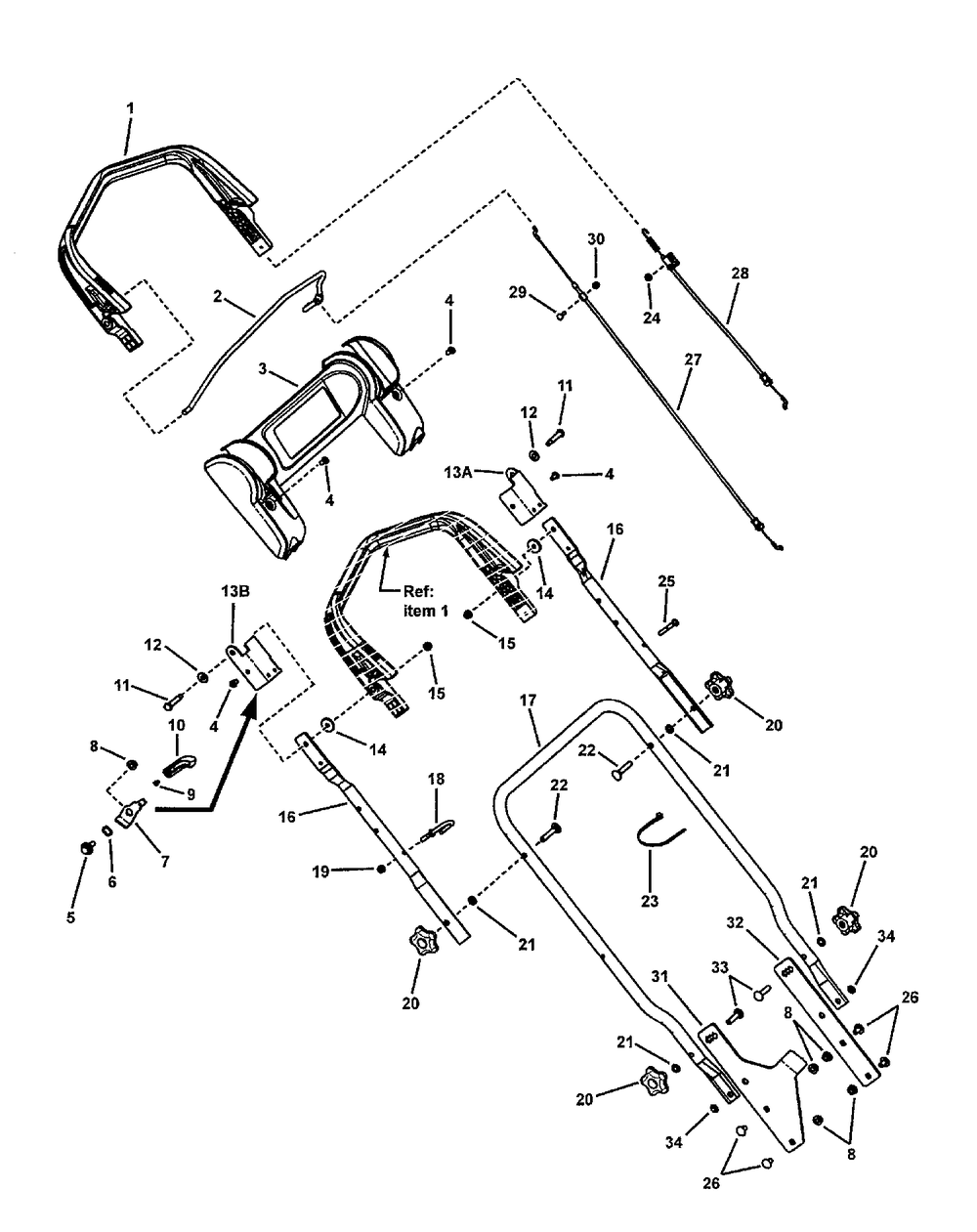 Levers And Handles Diagram and Parts List for 7800238-JS45FC 2009 Briggs and Stratton Lawn Mower